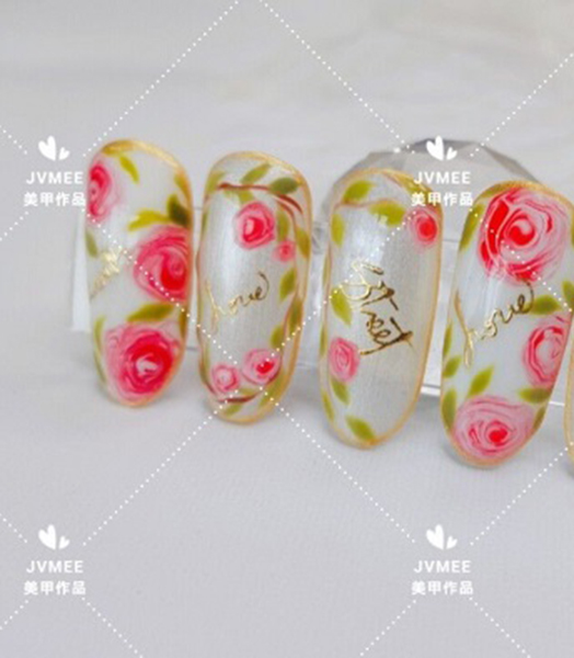 暈染玫瑰甲作品